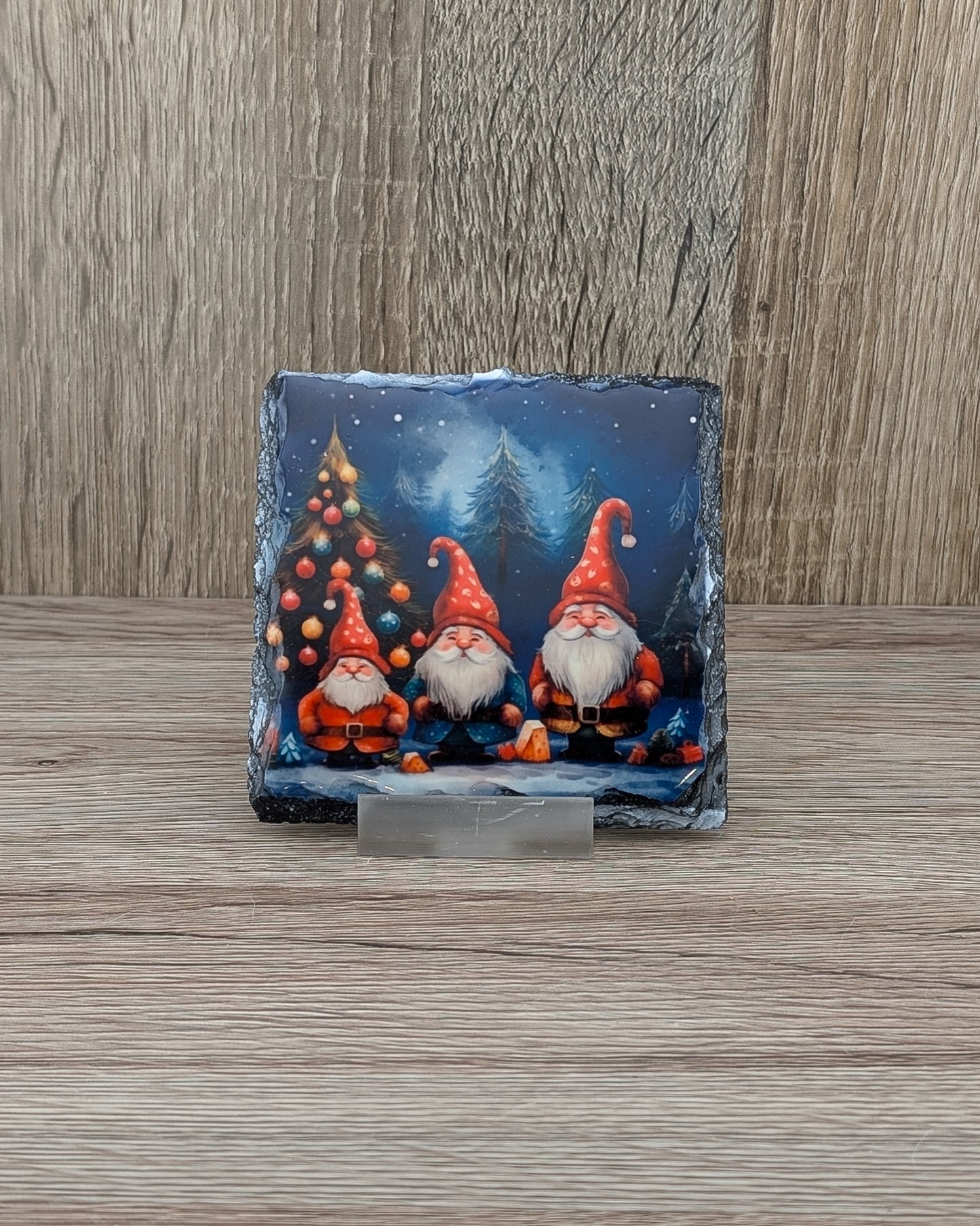 Christmas Gnomes Slate Coaster