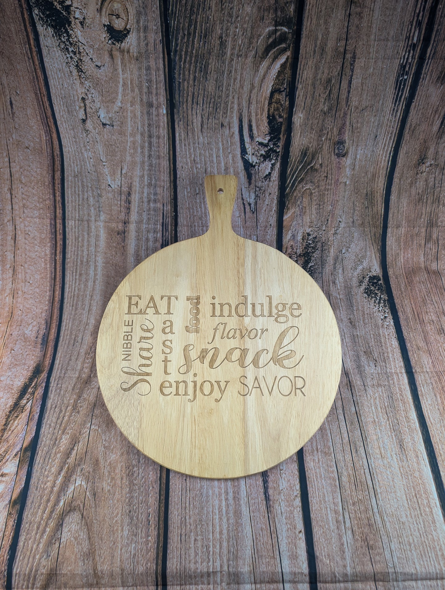 Eat Snack Savor Pizza Board