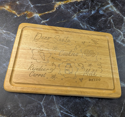 Rectangle board - Dear Santa treat board - A & C Creative Concoctions