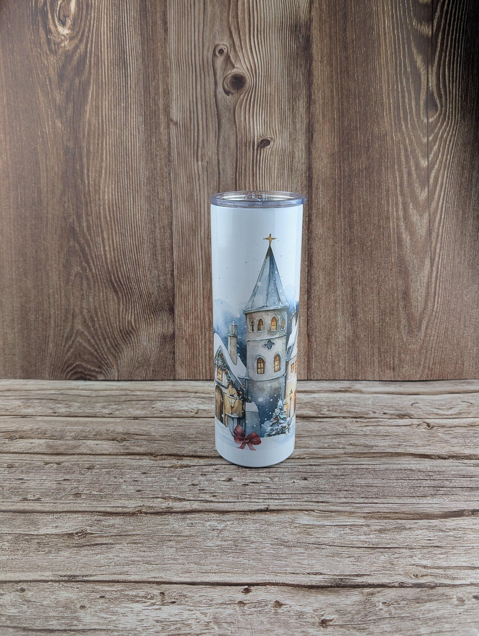 30oz slimline tumblers - Christmas village - A & C Creative Concoctions