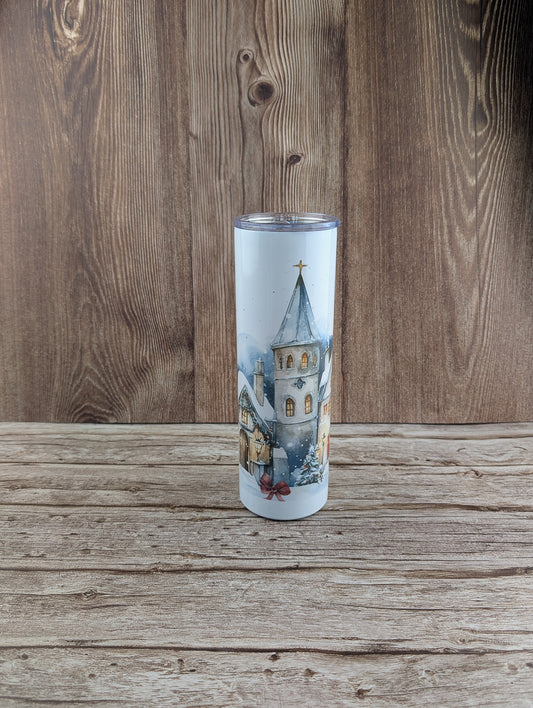 30oz slimline tumblers - Christmas village - A & C Creative Concoctions