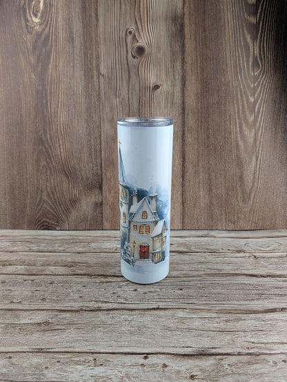 30oz slimline tumblers - Christmas village - A & C Creative Concoctions