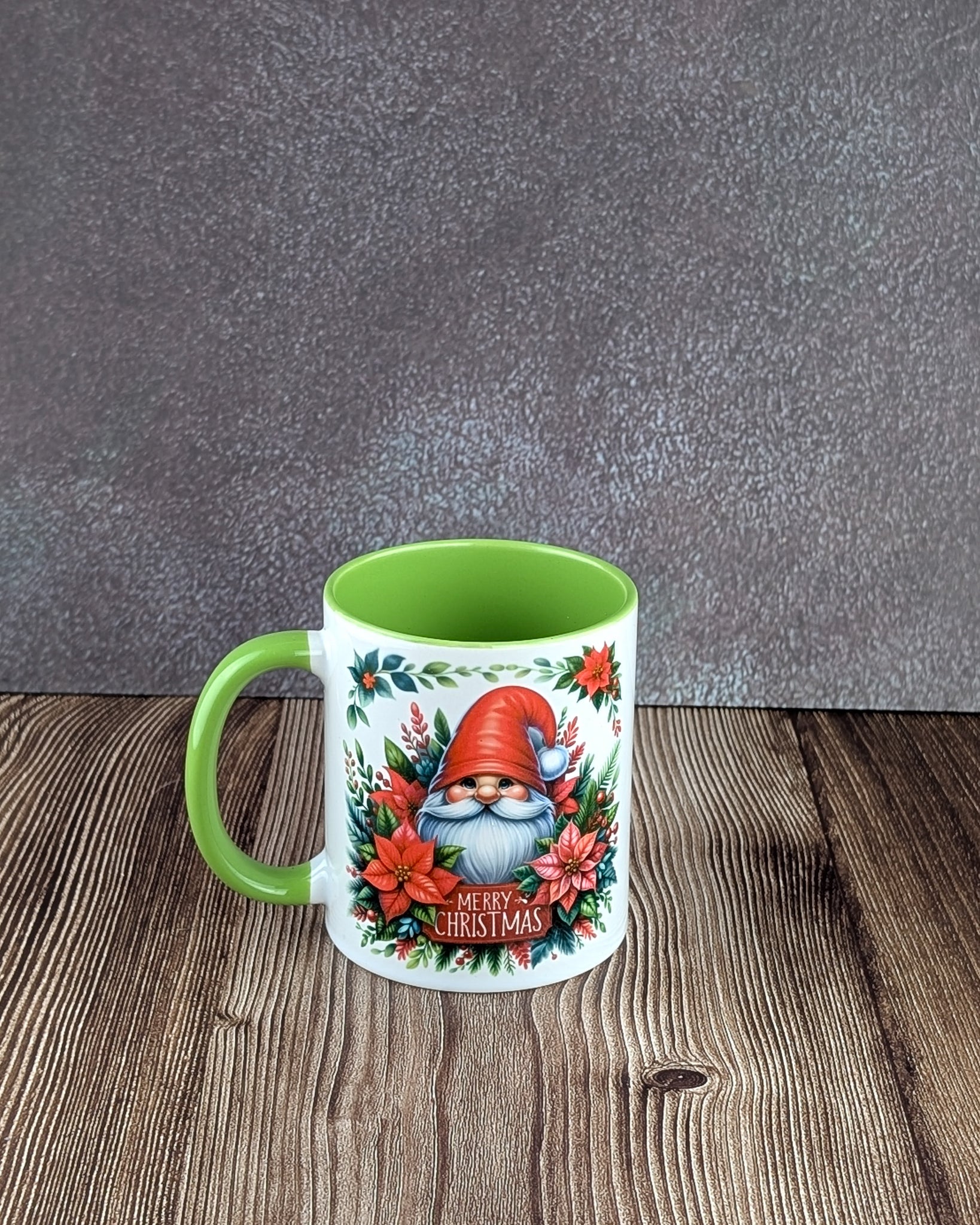 Merry Christmas - Ceramic Mug Green insert and handle - A & C Creative Concoctions