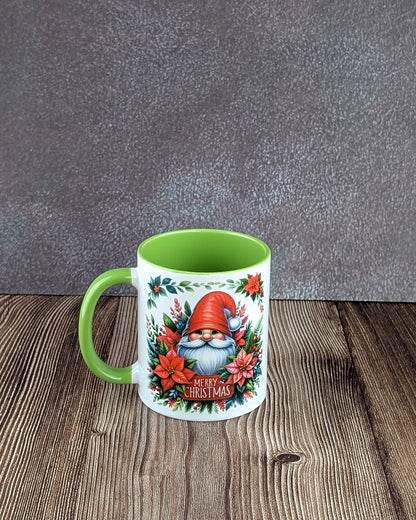 Merry Christmas - Ceramic Mug Green insert and handle - A & C Creative Concoctions