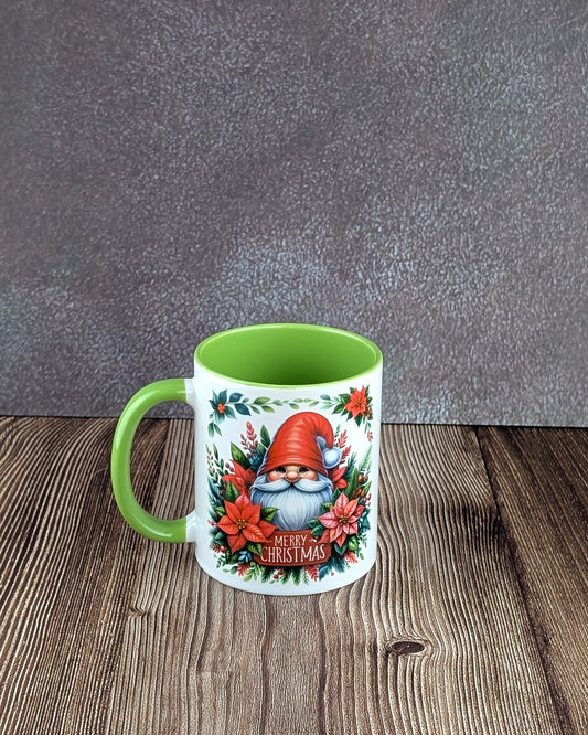 Merry Christmas - Ceramic Mug Green insert and handle - A & C Creative Concoctions