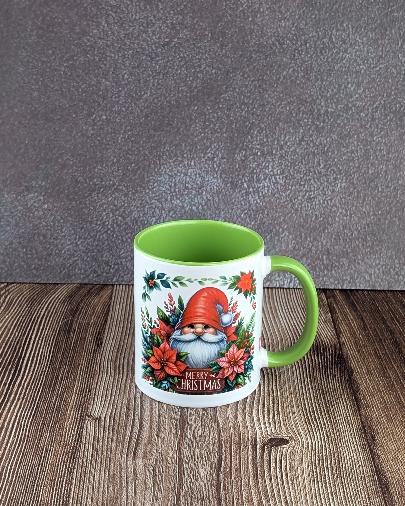 Merry Christmas - Ceramic Mug Green insert and handle - A & C Creative Concoctions