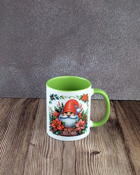 Merry Christmas - Ceramic Mug Green insert and handle - A & C Creative Concoctions