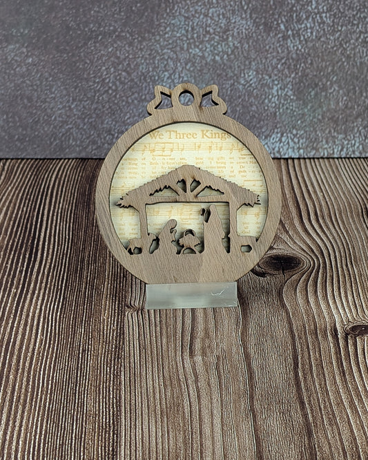 Wooden Nativity xmas tree decorations