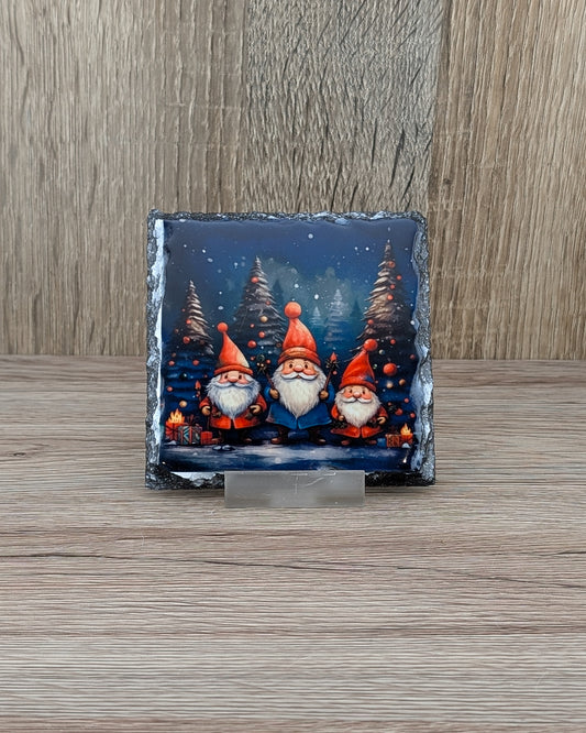 Christmas Gnomes Slate Coaster