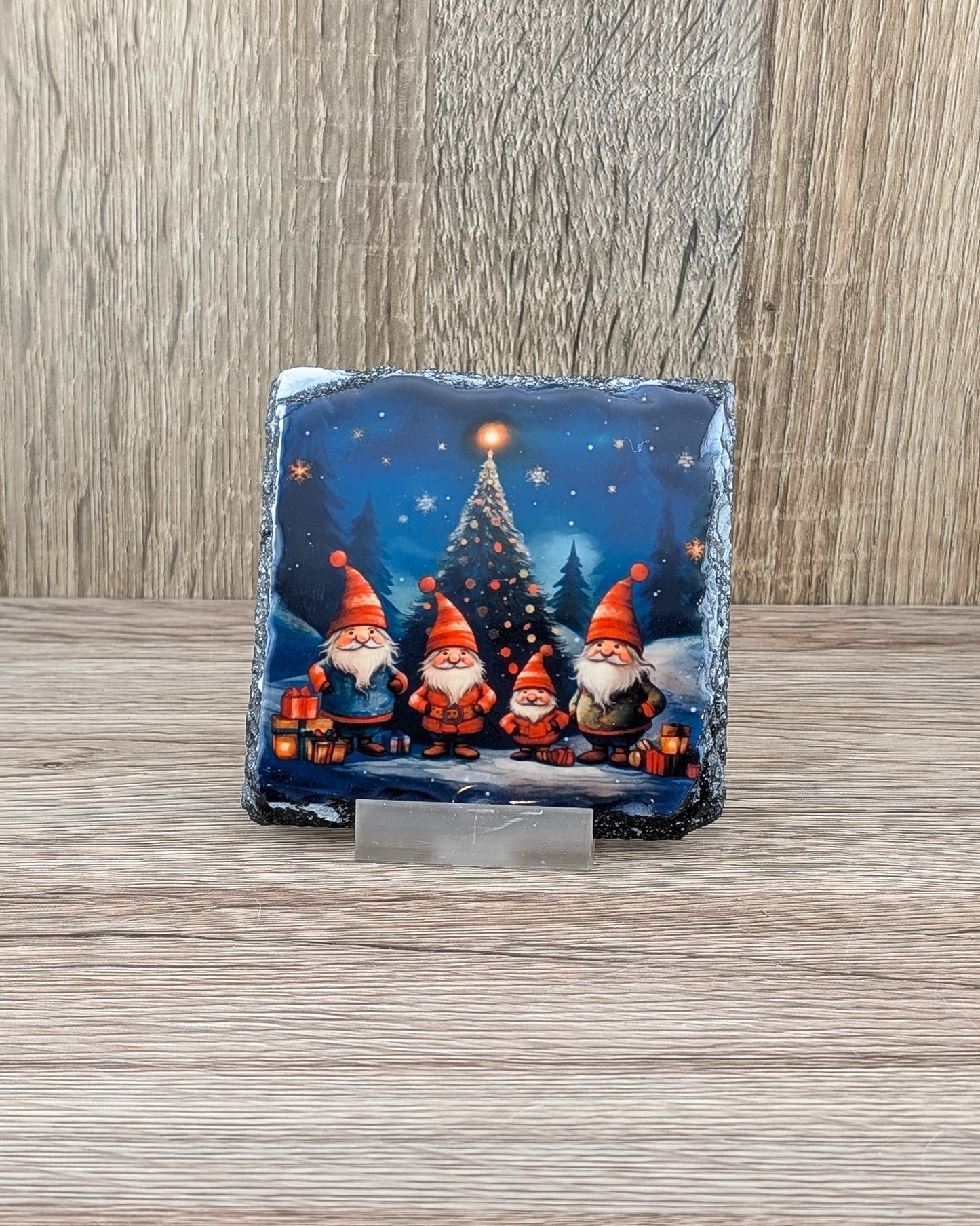 Christmas Gnomes Slate Coaster