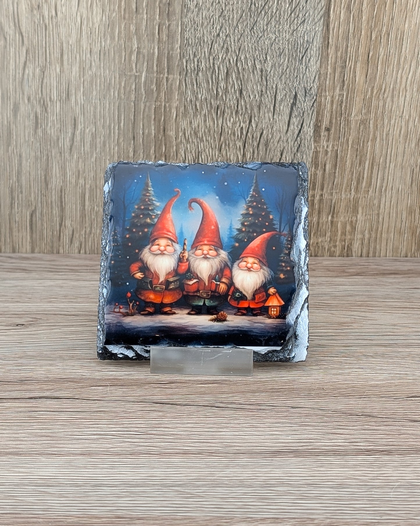 Christmas Gnomes Slate Coaster