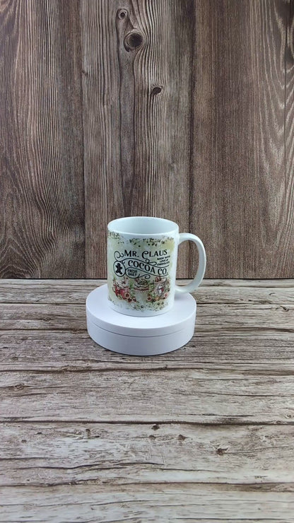 Mr and Mrs Claus Ceramic White Mugs